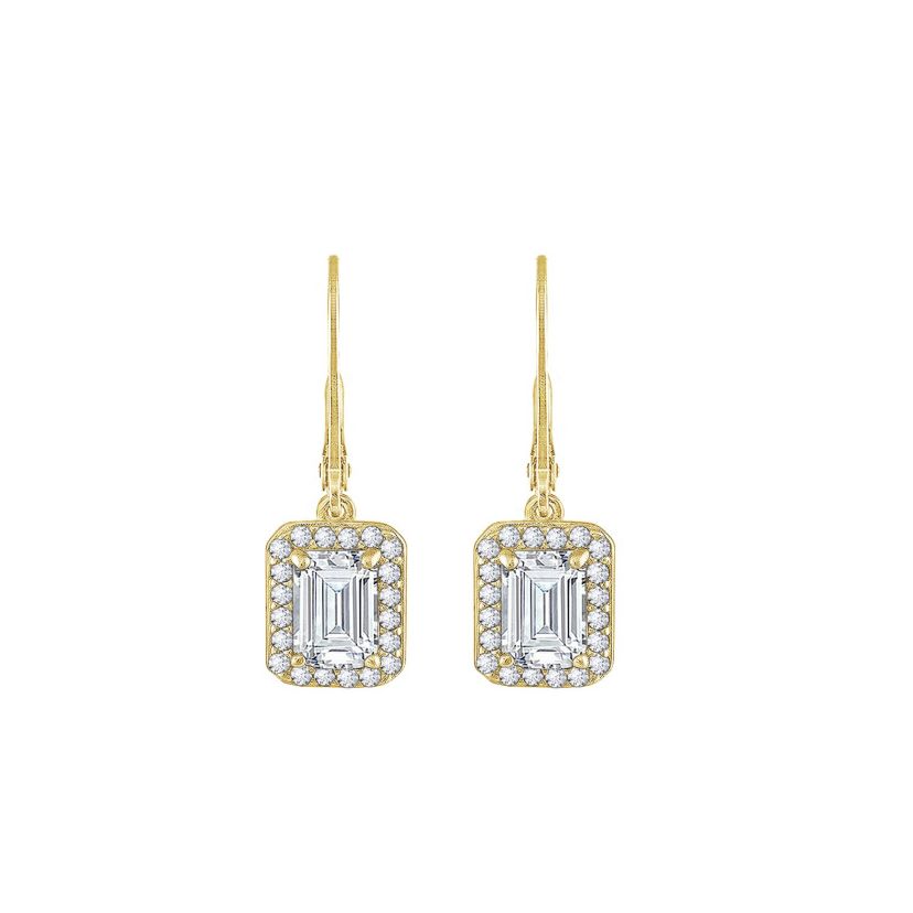 Lab Created Yellow Gold Clad Sterling Silver Earrings
