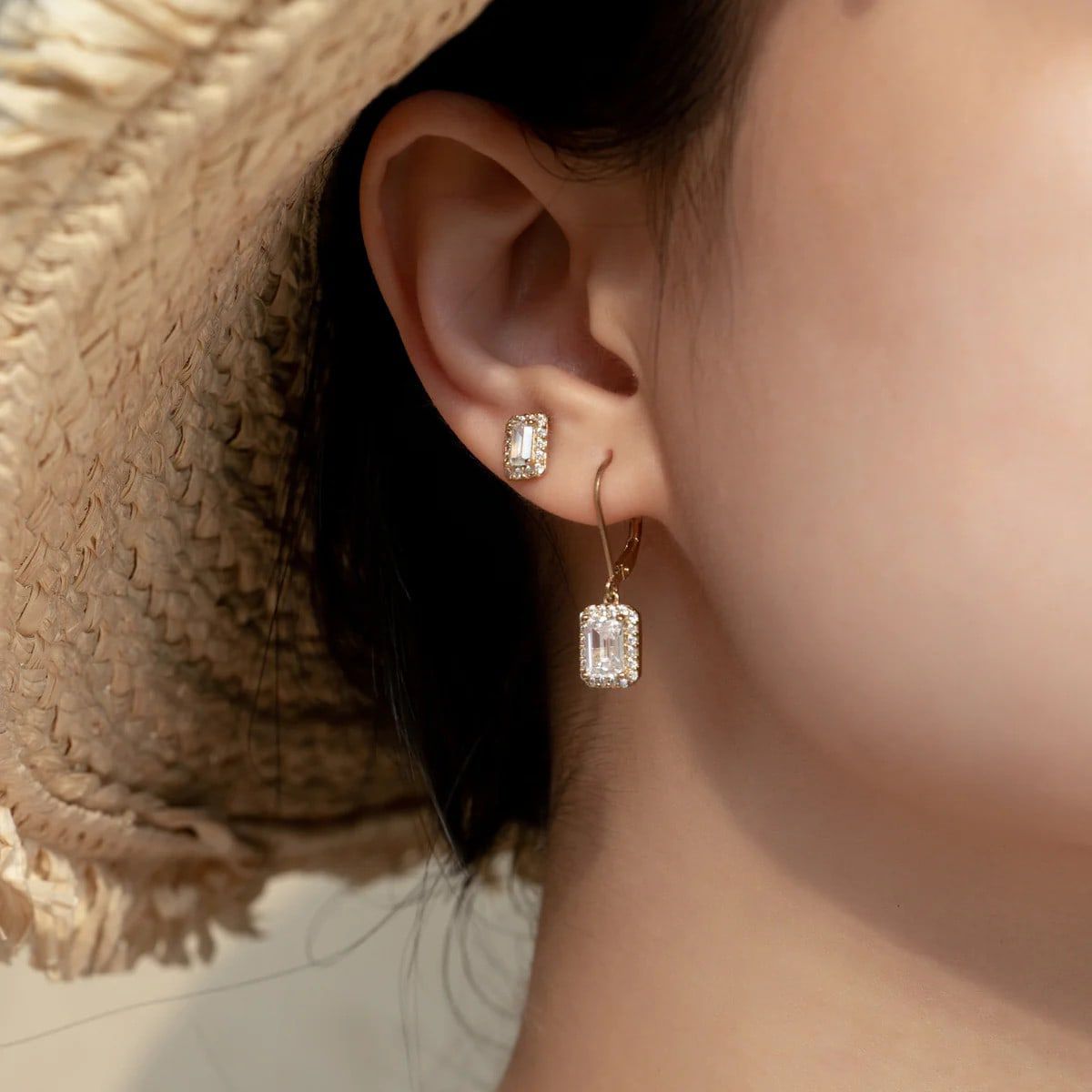 Lab Created Yellow Gold Clad Sterling Silver Earrings