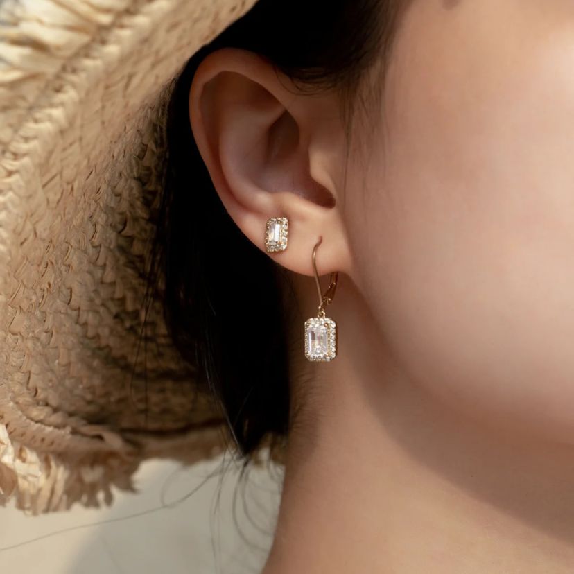 Lab Created Yellow Gold Clad Sterling Silver Earrings