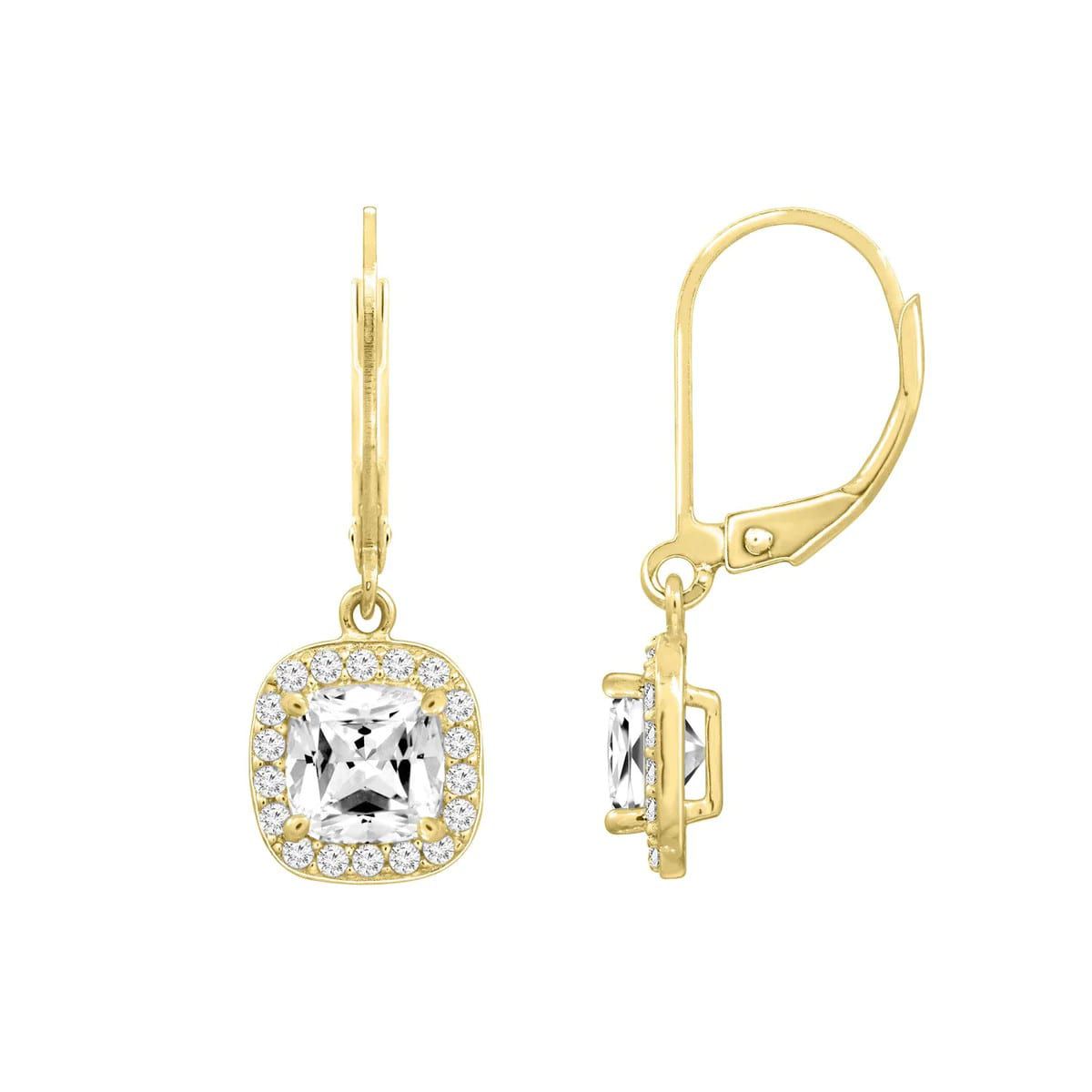 Lab Created Yellow Gold Clad Sterling Silver Earrings