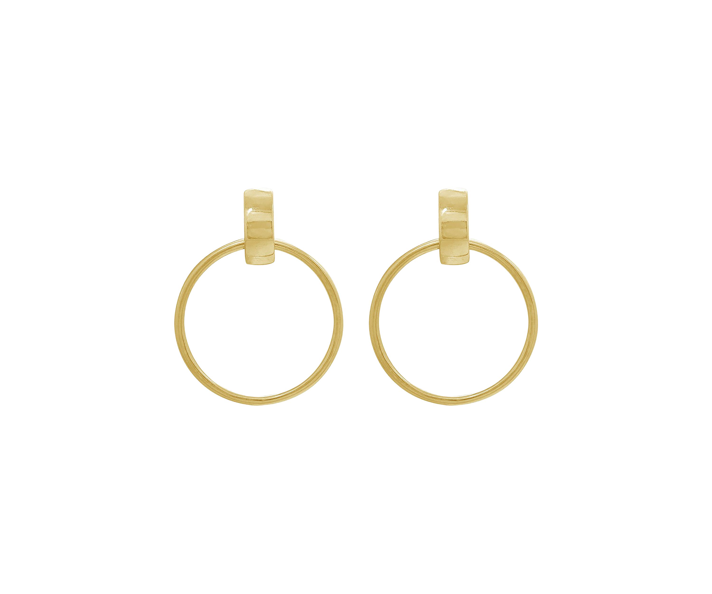Yellow Gold Plated Sterling Silver Dangle Hoop Stud Earrings