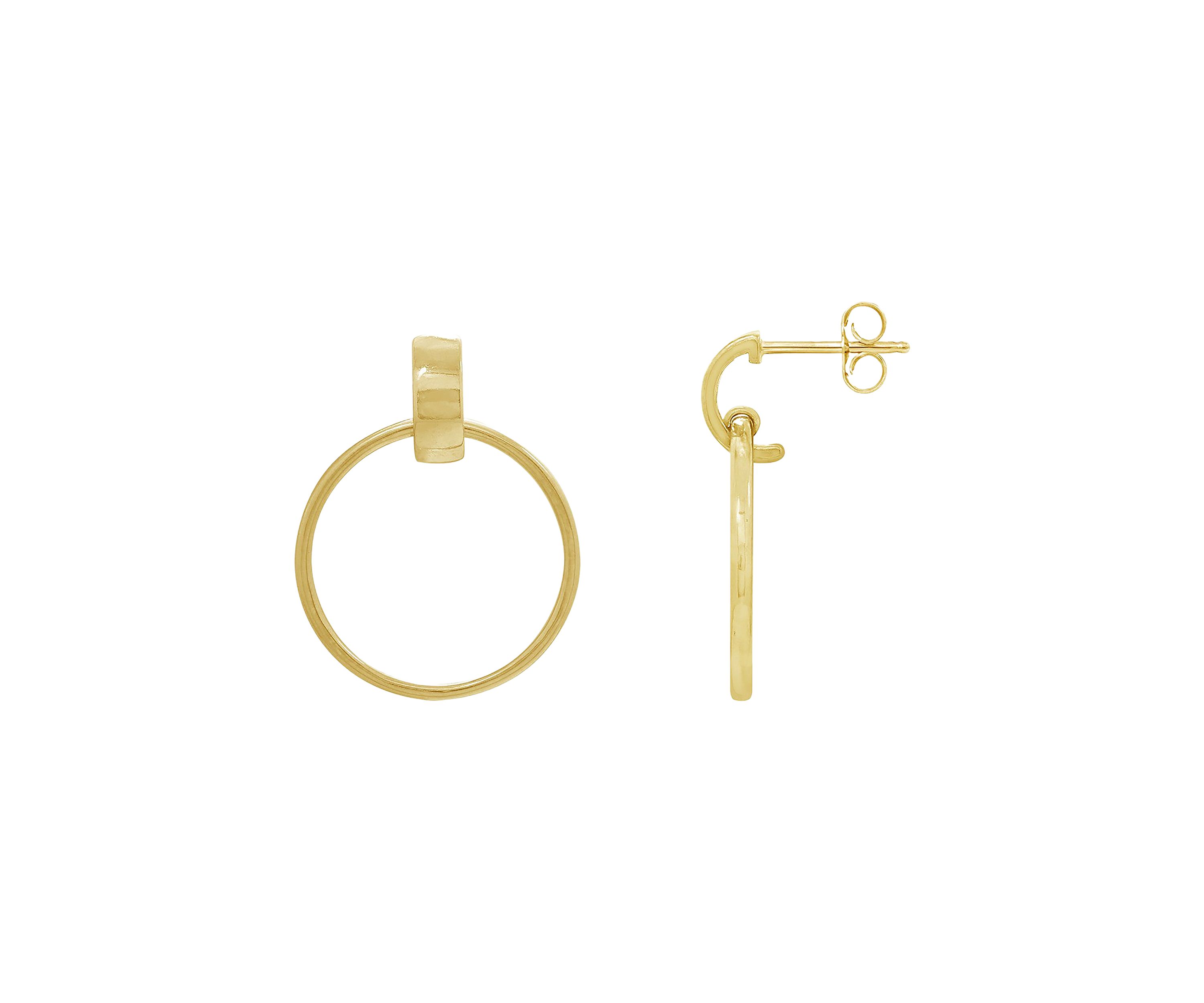 Yellow Gold Plated Sterling Silver Dangle Hoop Stud Earrings