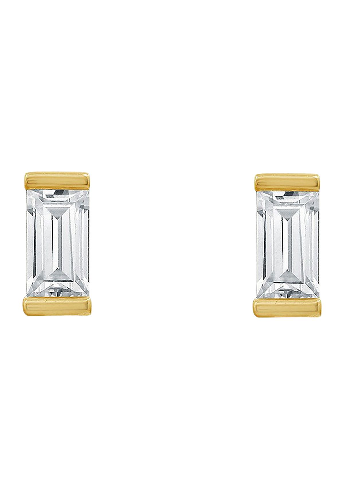 Yellow Gold Plated Sterling Silver 1.5 ct. t.w. Baguette Cut Cubic Zirconia Solitaire Stud Earrings