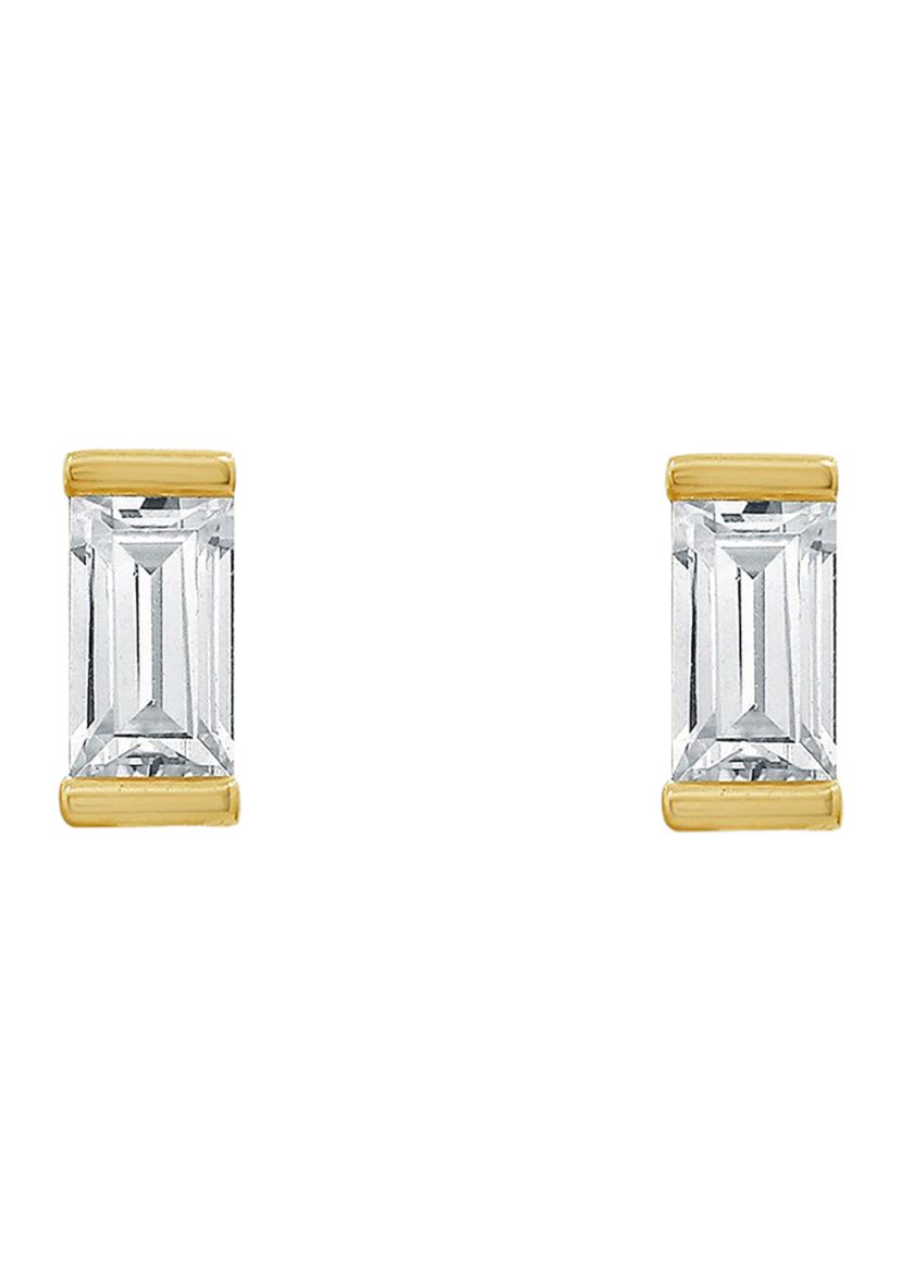 Yellow Gold Plated Sterling Silver 1.5 ct. t.w. Baguette Cut Cubic Zirconia Solitaire Stud Earrings