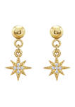 1/10 ct. t.w. Gold Clad Sterling Silver Cubic Zirconia Pavé North Star Dangle Stud Earrings