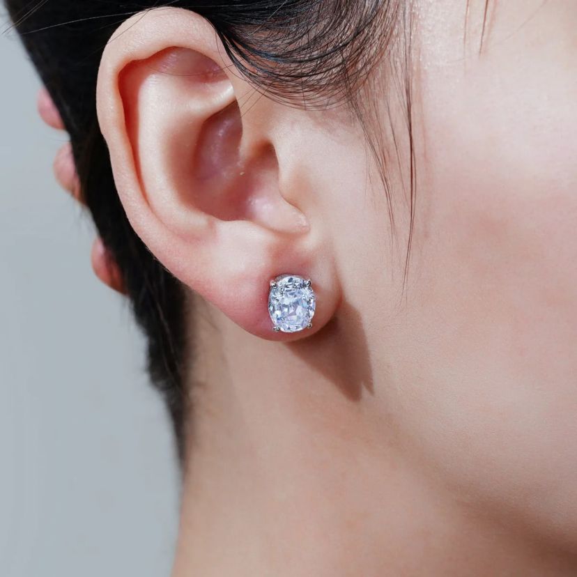 Lab Created Platinum clad Sterling Silver Earrings