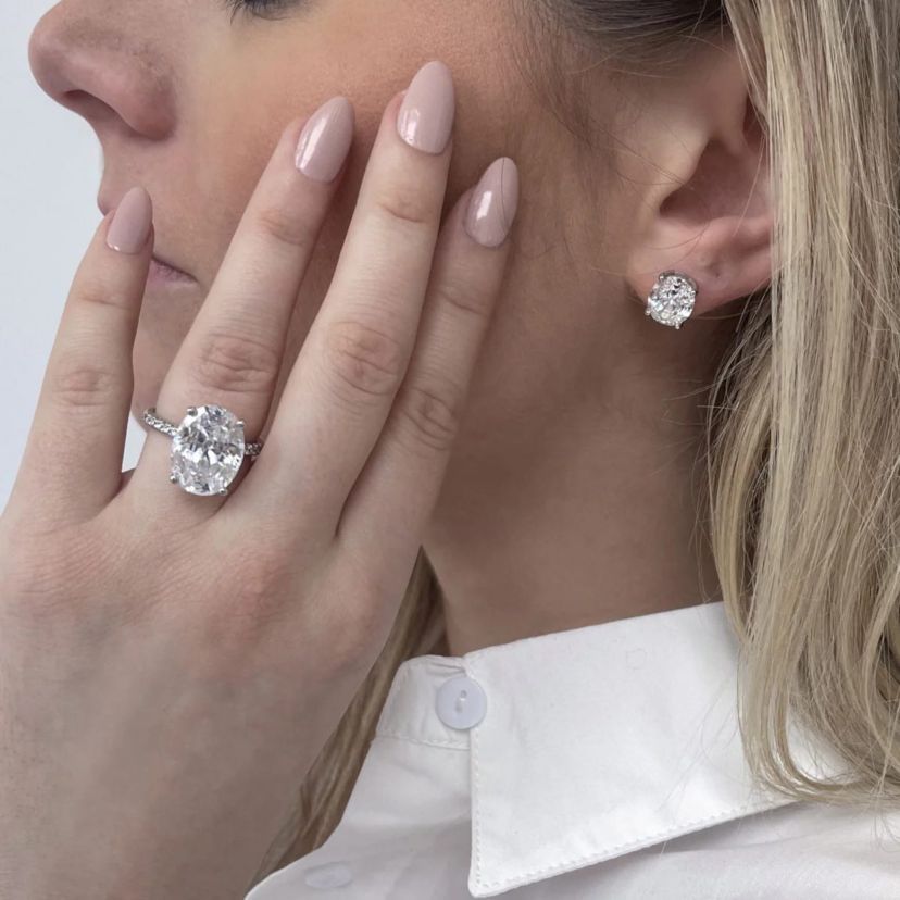 Lab Created Platinum clad Sterling Silver Earrings