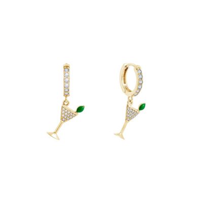 Marilyn Monroe Lab Created 14K Yellow Gold Plated Sterling Silver Cubic Zirconia Martini Glass Earrings