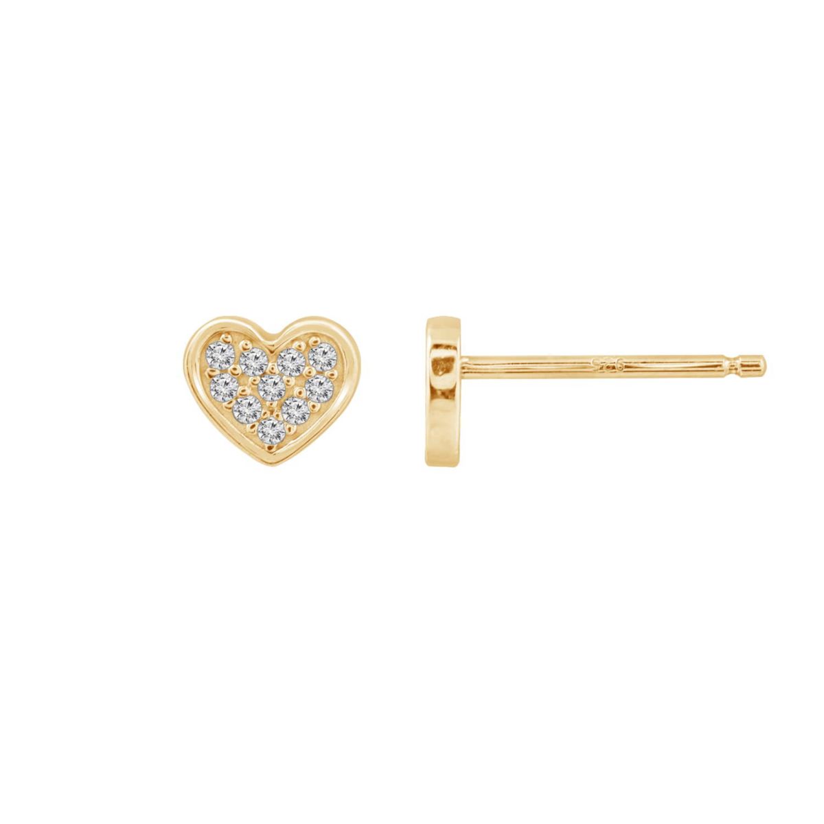 Lab Created 14K Yellow Gold Plated Sterling Silver Cubic Zirconia Heart Earrings