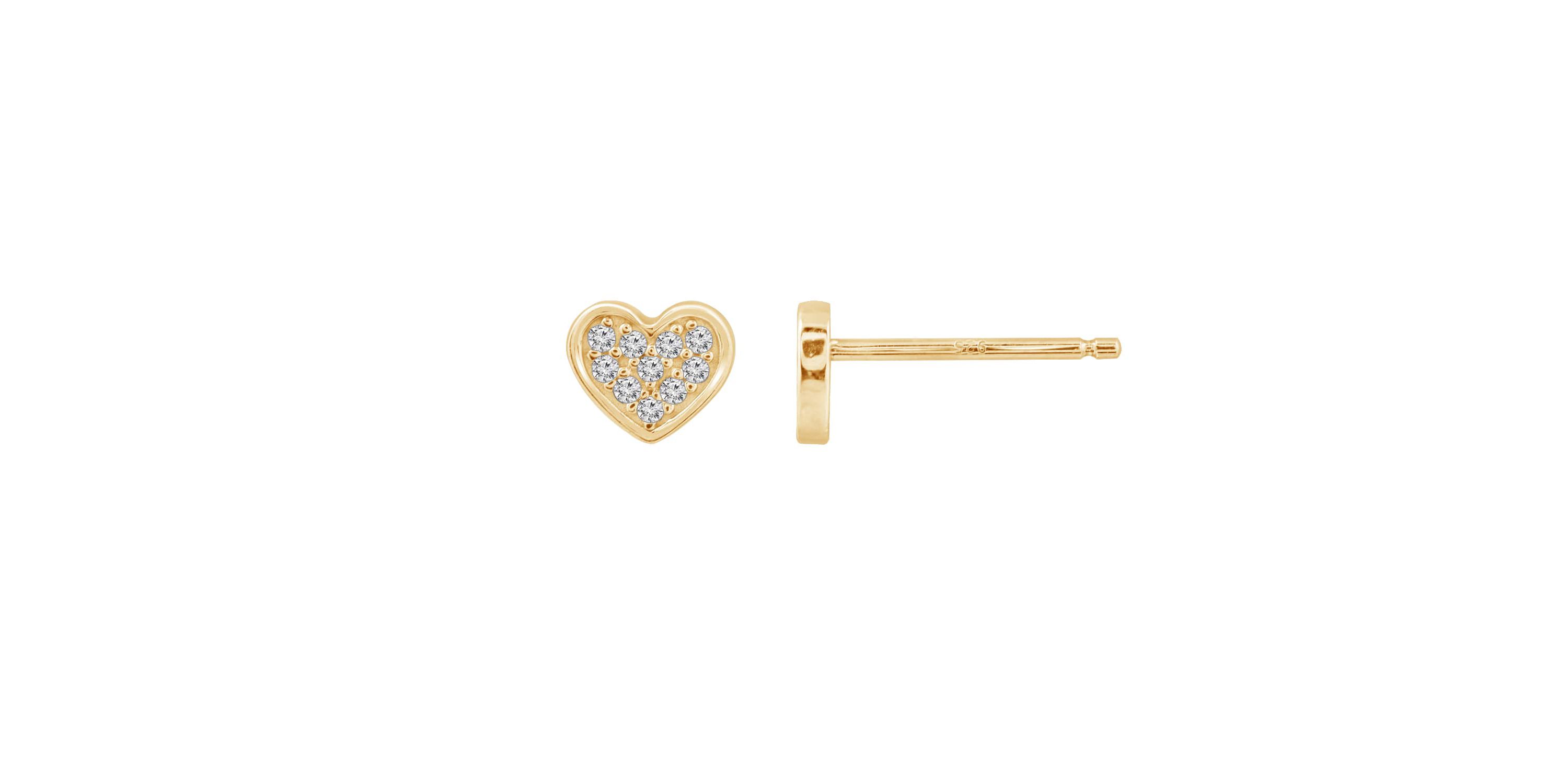 Lab Created 14K Yellow Gold Plated Sterling Silver Cubic Zirconia Heart Earrings