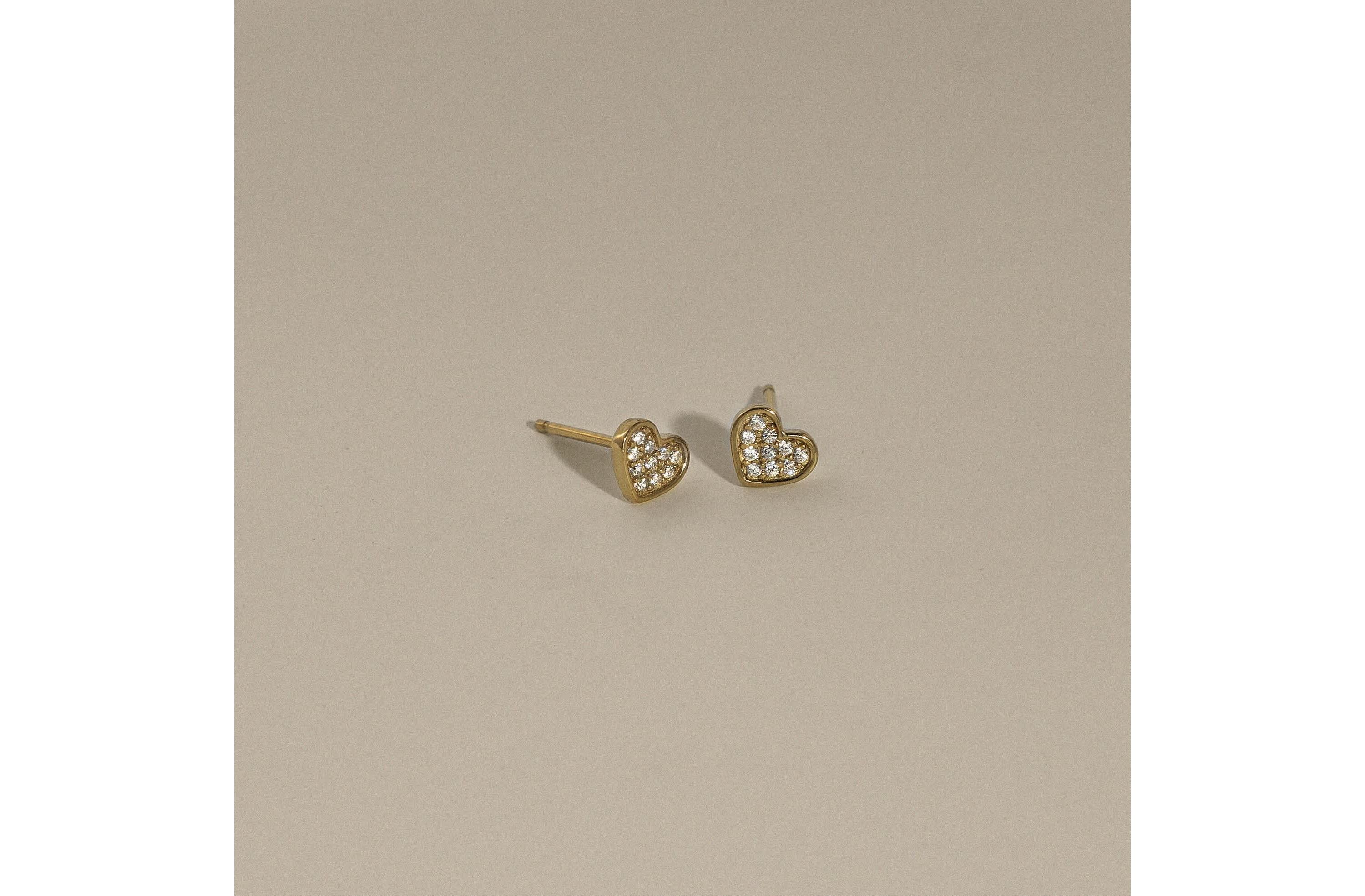 Lab Created 14K Yellow Gold Plated Sterling Silver Cubic Zirconia Heart Earrings