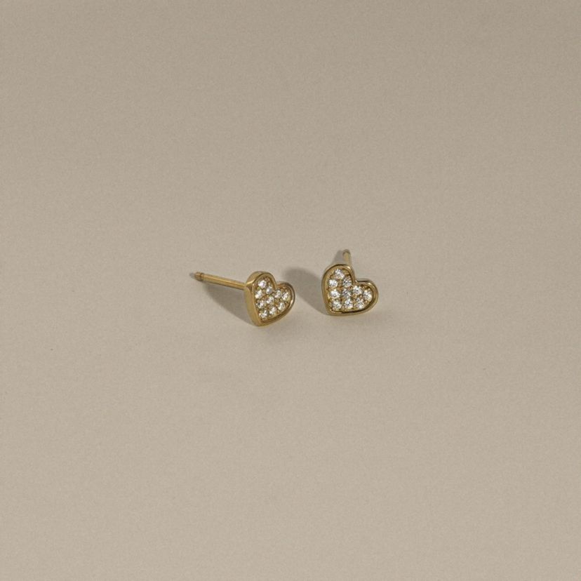 Lab Created 14K Yellow Gold Plated Sterling Silver Cubic Zirconia Heart Earrings