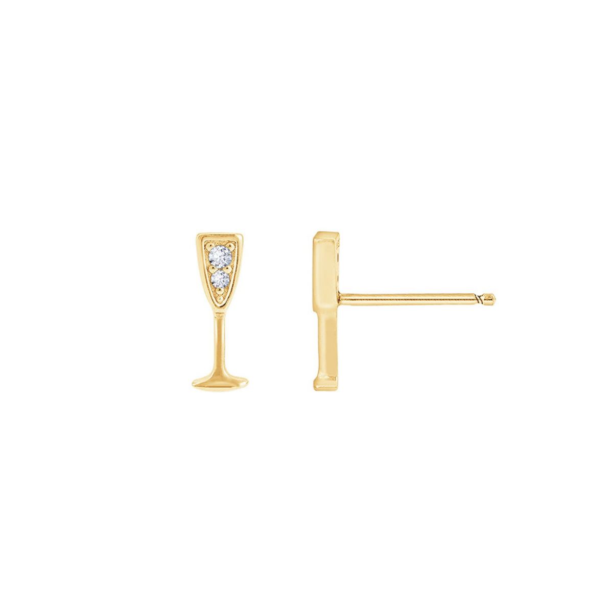 Lab Created 14K Yellow Gold Plated Sterling Silver Cubic Zirconia Cocktail Glass Earrings