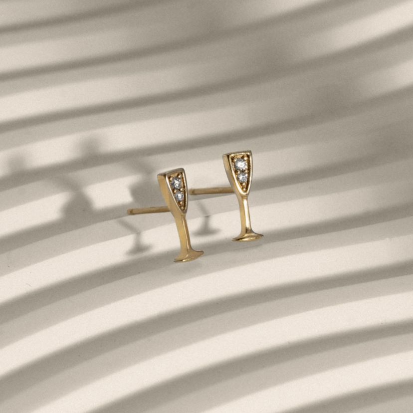 Lab Created 14K Yellow Gold Plated Sterling Silver Cubic Zirconia Cocktail Glass Earrings