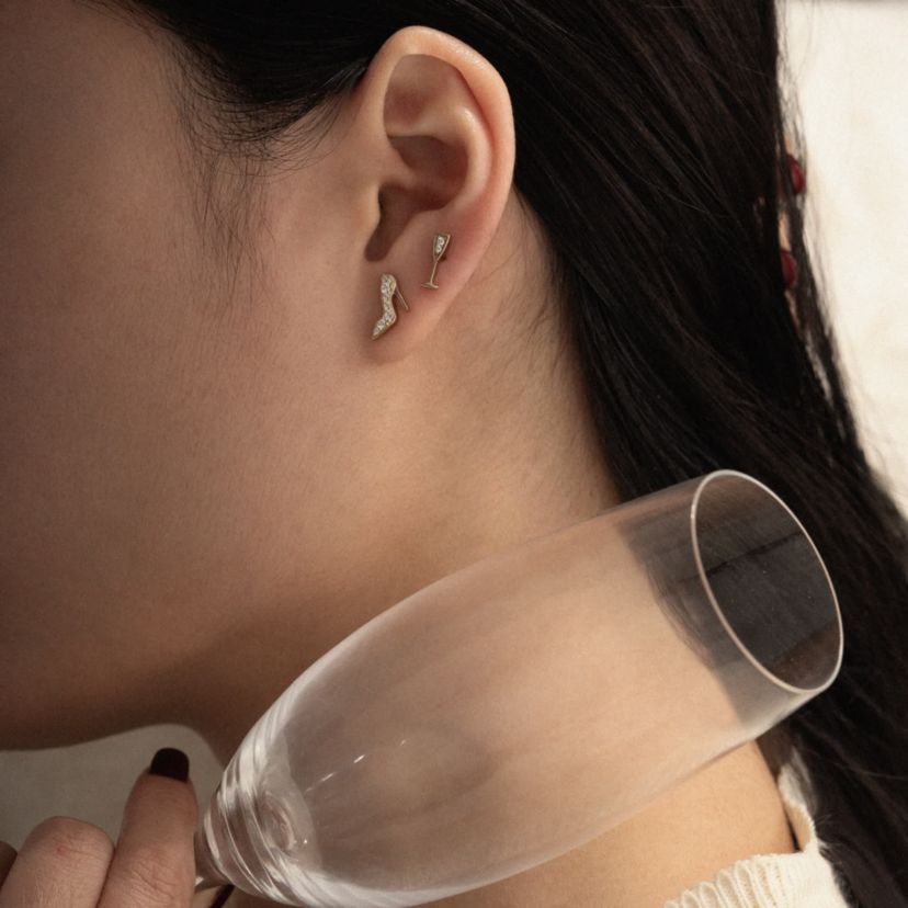 Lab Created 14K Yellow Gold Plated Sterling Silver Cubic Zirconia Cocktail Glass Earrings