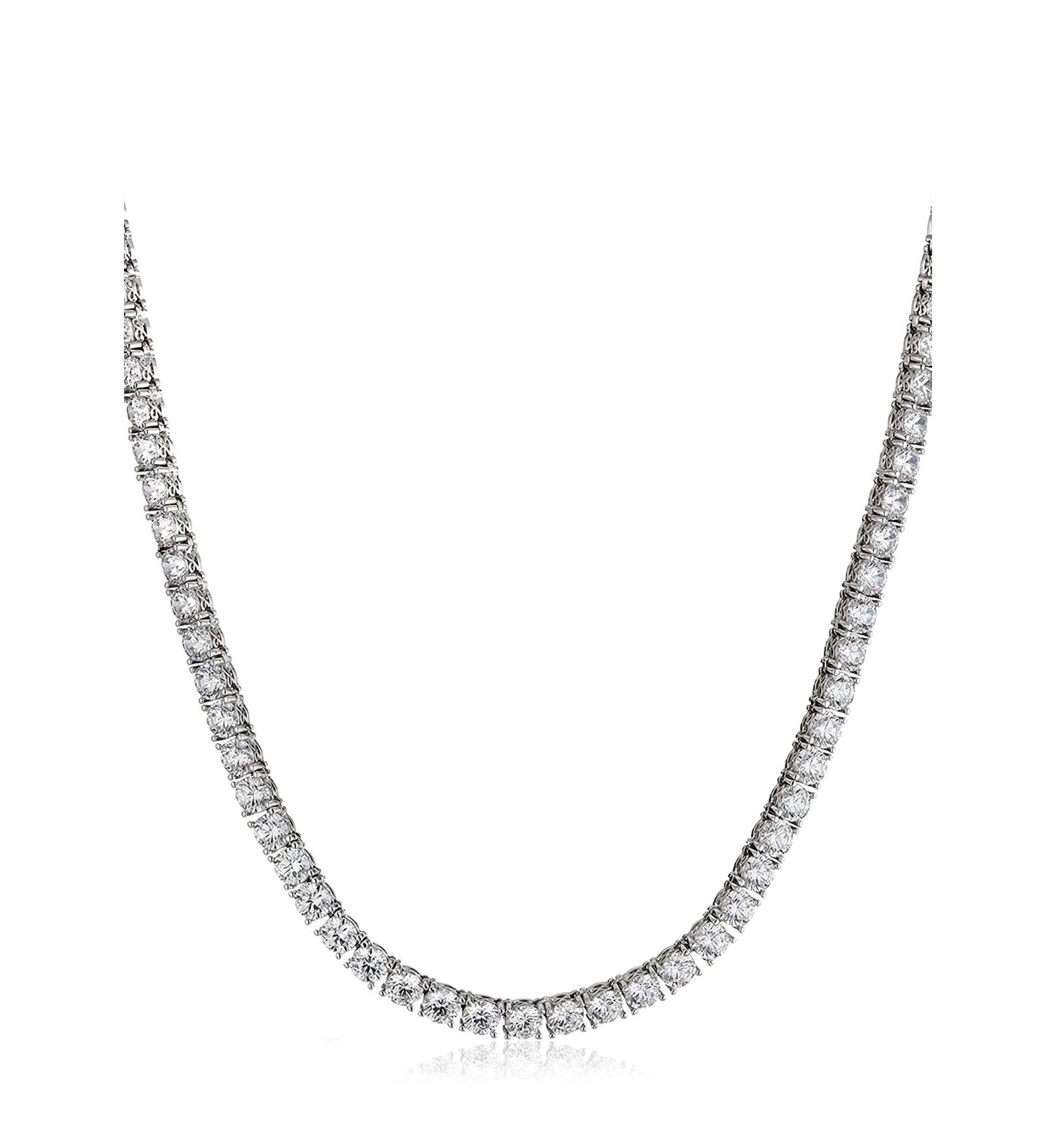 45 ct. t.w. Swarovski® Zirconia Round-Cut Tennis Necklace (5 mm) in Platinum Plated Sterling Silver