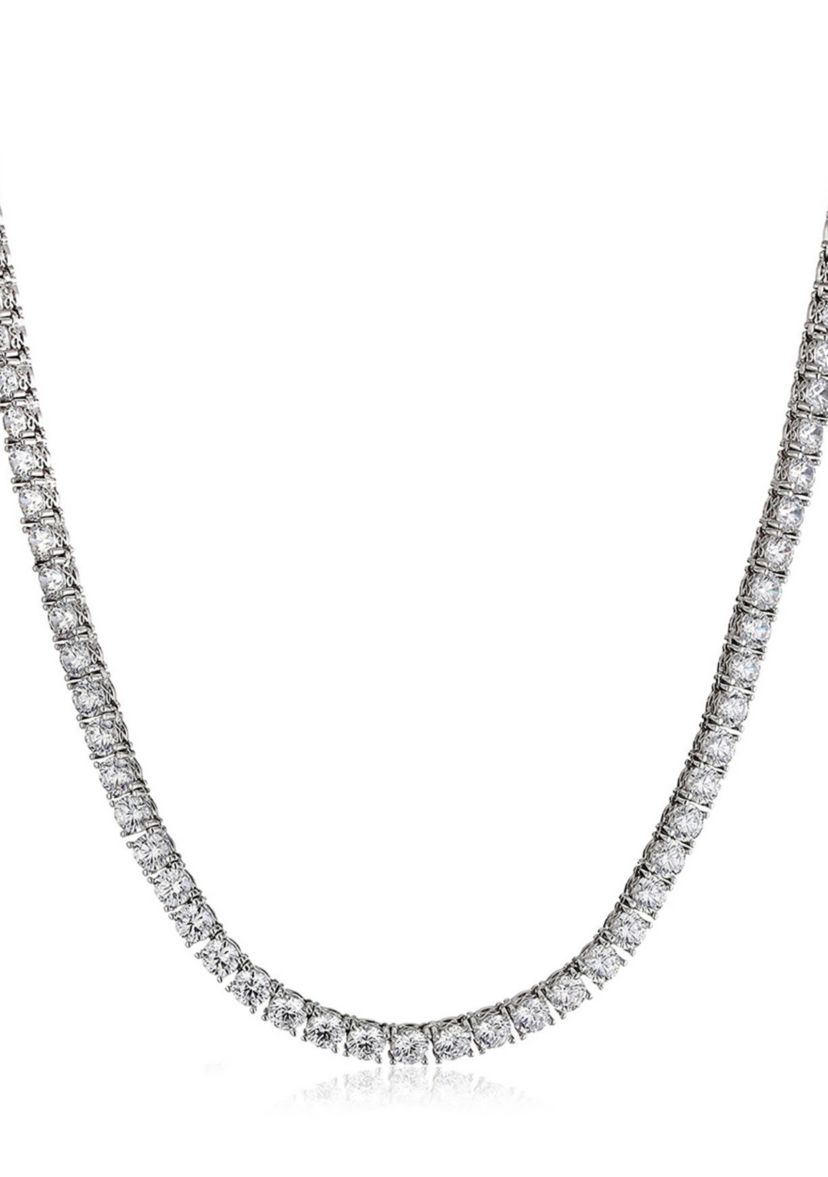 45 ct. t.w. Swarovski® Zirconia Round-Cut Tennis Necklace (5 mm) in Platinum Plated Sterling Silver