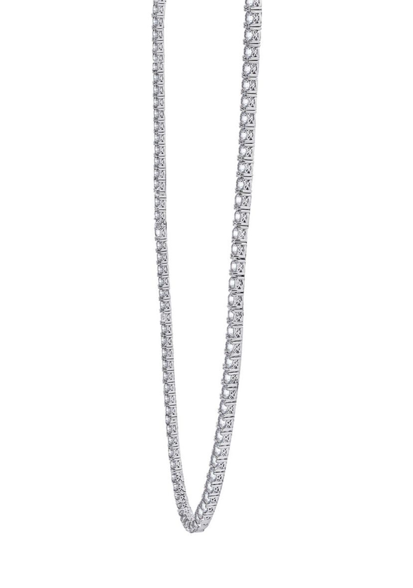45 ct. t.w. Swarovski® Zirconia Round-Cut Tennis Necklace (5 mm) in Platinum Plated Sterling Silver