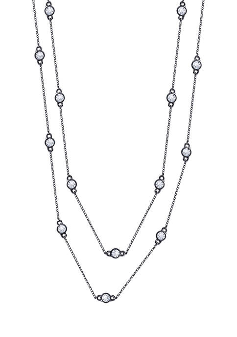 36 Inch Round Cut Cubic Zirconia Station Necklace