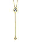 Yellow Gold Plated Sterling Silver 7/8 ct. t.w. Pear & Round Cut Cubic Zirconia Y Shape Necklace, 16 in + 2 in Extender