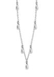 Rhodium Plated Sterling Silver 1.75 ct. t.w. Pear Cut 5 mm x 3 mm Cubic Zirconia  Station Necklace, 16 in + 2 in Extender