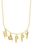Happy Initial Dangle Necklace, 14K Yellow Gold-Clad Sterling Silver