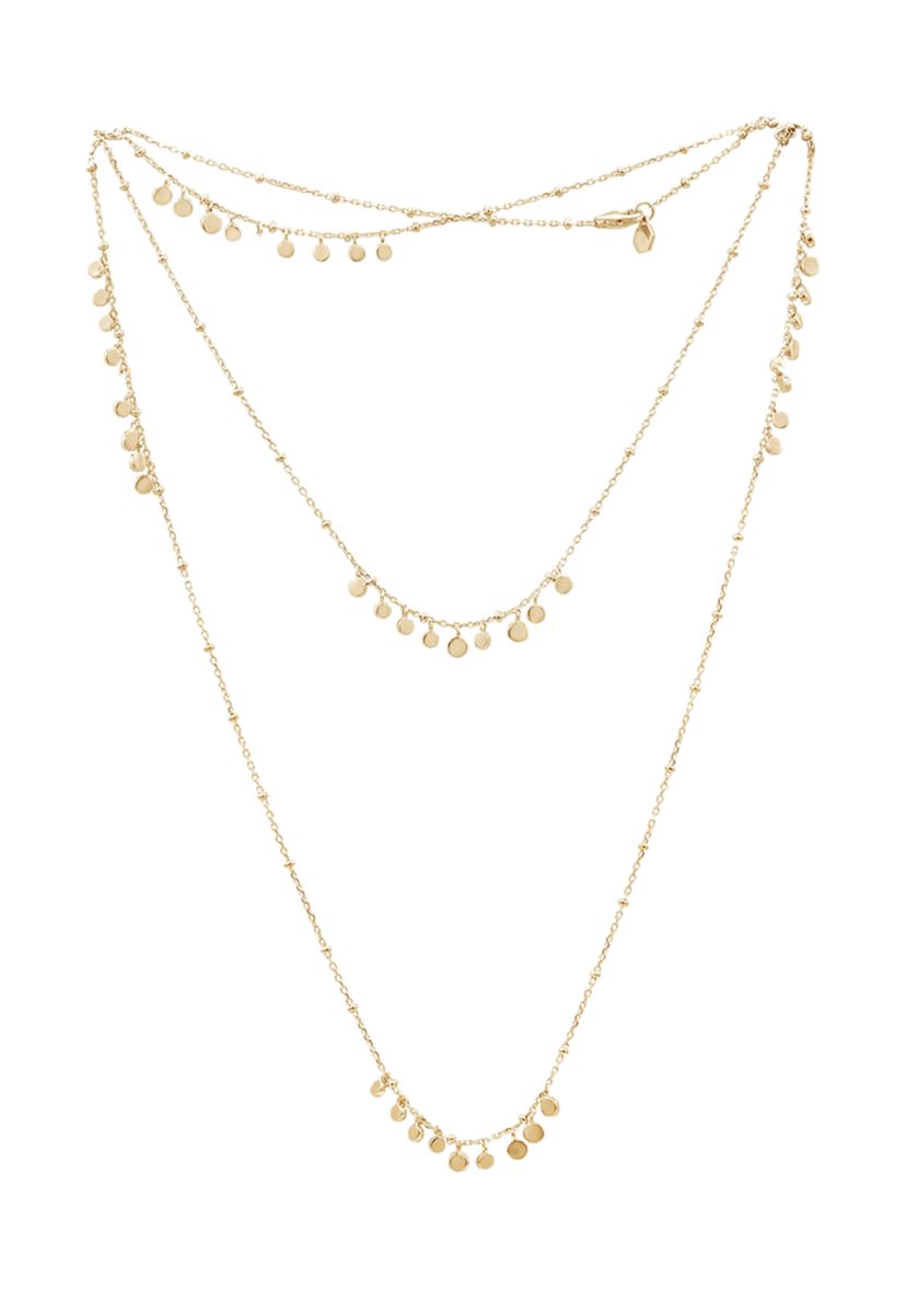 Yellow Gold Plated Sterling Silver Cluster Disc Station Necklace, 36 inch