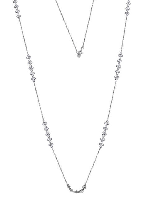 Platinum Plated Sterling Silver 5.26 ct. t.w. Swarovski® Cubic Zirconia Mini Lotus Station Necklace, 36 inch
