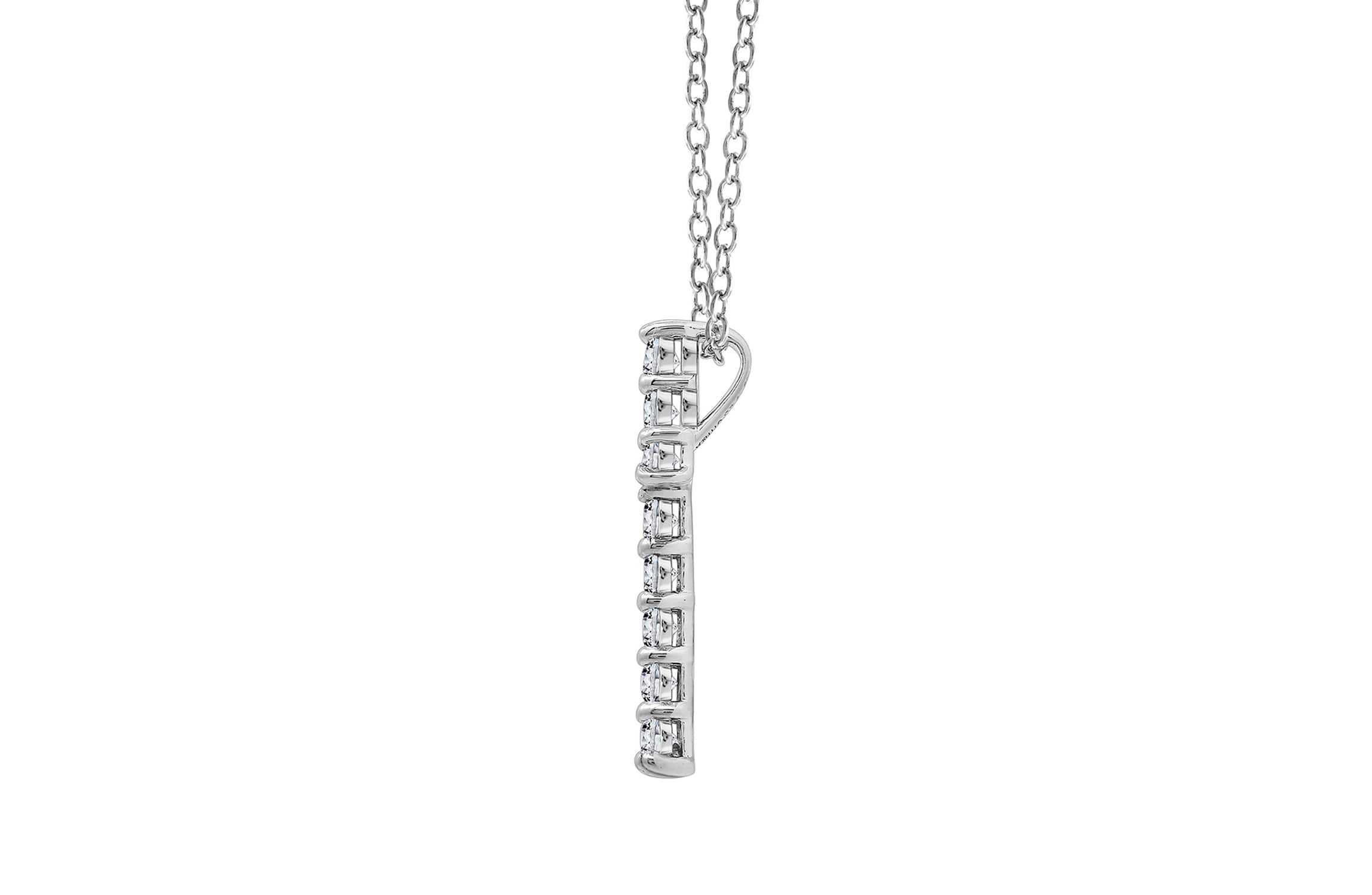 Lab Created Platinum Plated Sterling Silver 0.48 cttw Religious Clear Cubic Zirconia Latin Cross Pendant Necklace