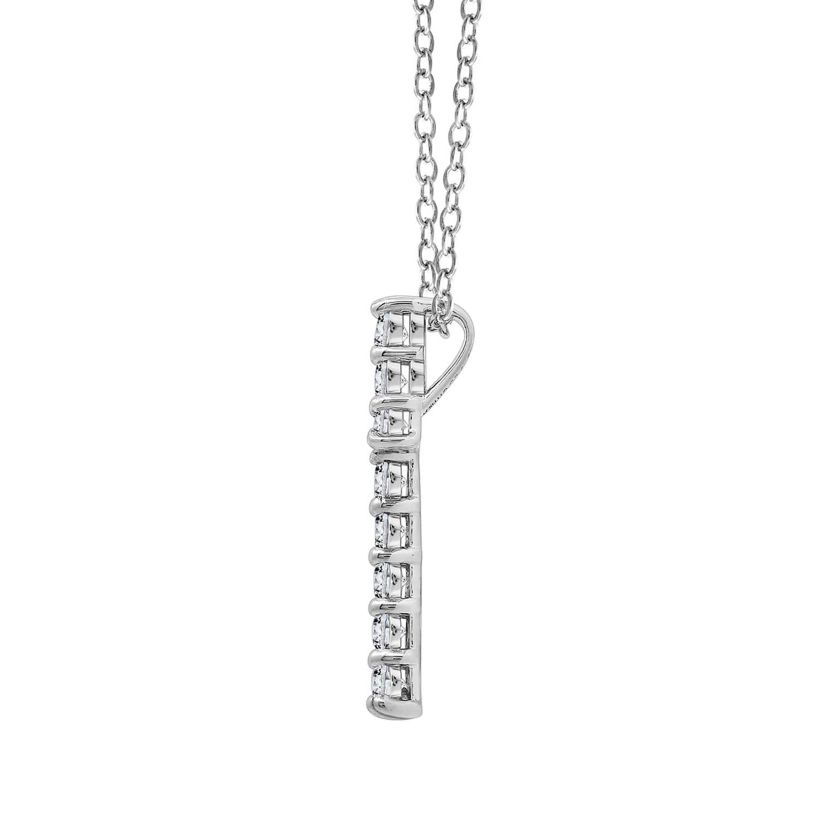 Lab Created Platinum Plated Sterling Silver 0.48 cttw Religious Clear Cubic Zirconia Latin Cross Pendant Necklace