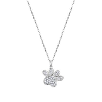 Marilyn Monroe Lab Created Platinum Plated Sterling Silver Cubic Zirconia Pave Paw Pendant Necklace