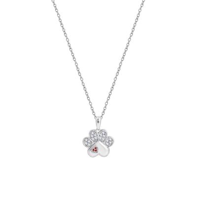 Marilyn Monroe Lab Created Platinum Plated Sterling Silver Cubic Zirconia Tiny Heart Paw Pendant Necklace