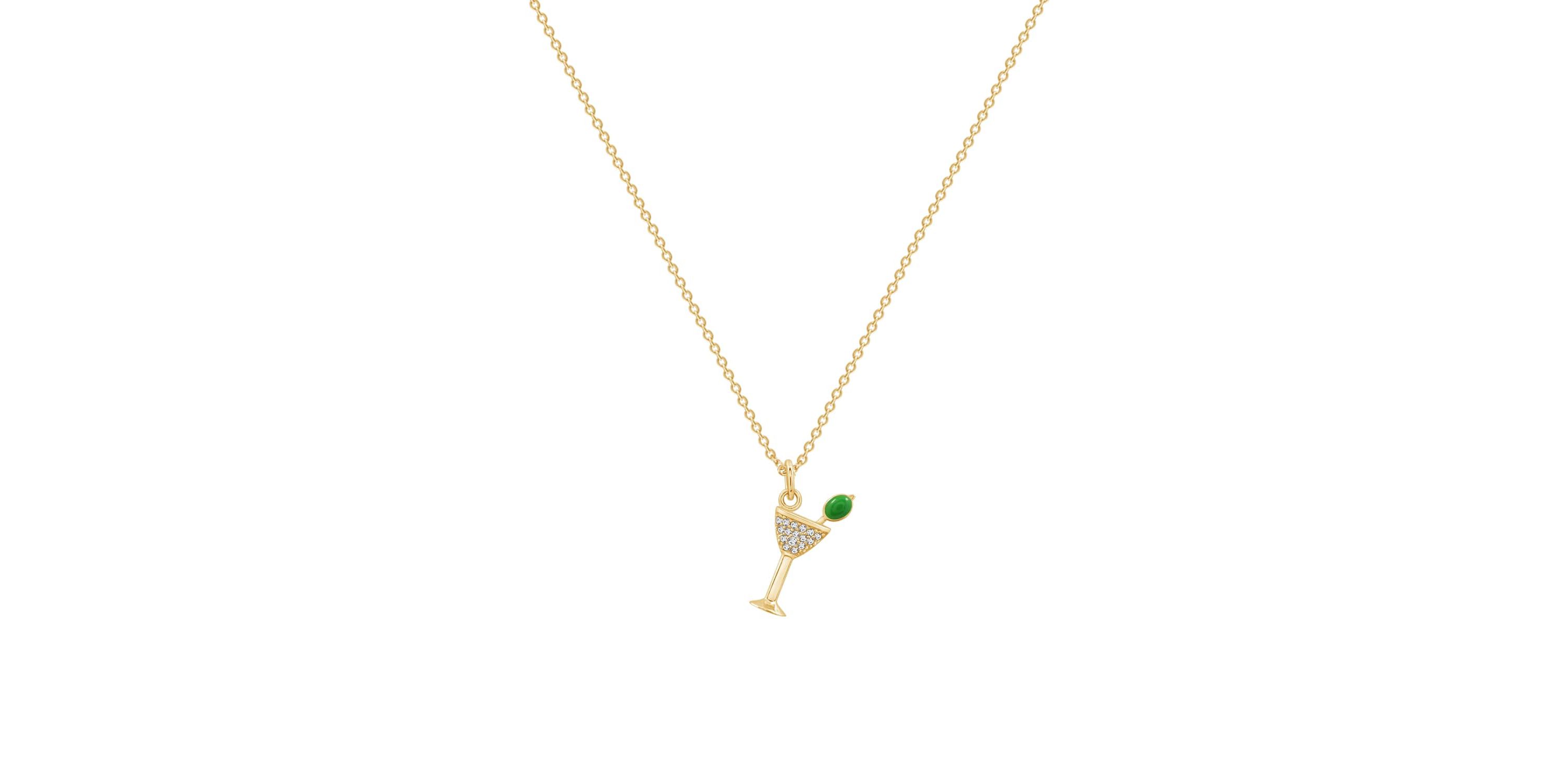 Lab Created 14K Yellow Gold Plated Sterling Silver Cubic Zirconia Martini Glass Necklace