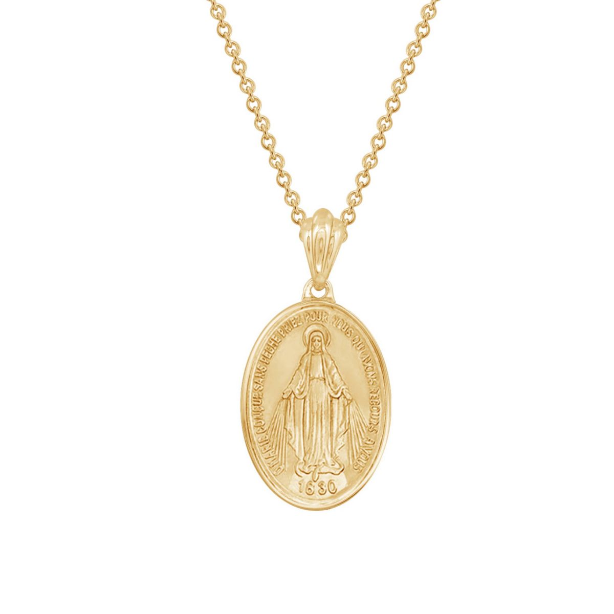 Lab Created 14K Yellow Gold Plated Sterling Silver Mother Mary Pendant Necklace