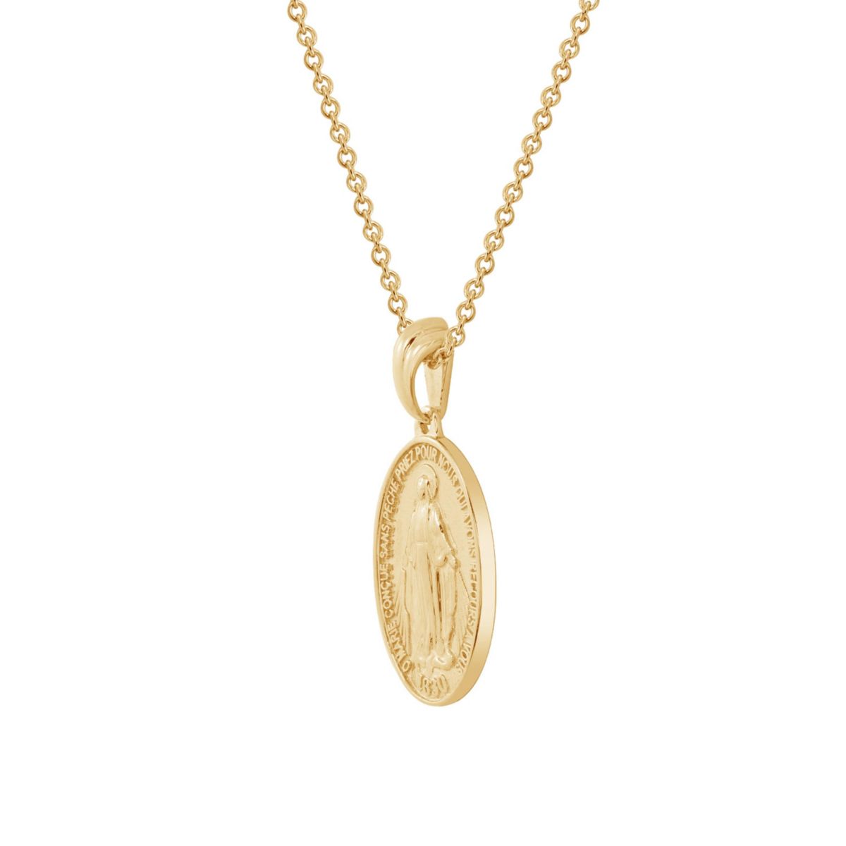 Lab Created 14K Yellow Gold Plated Sterling Silver Mother Mary Pendant Necklace