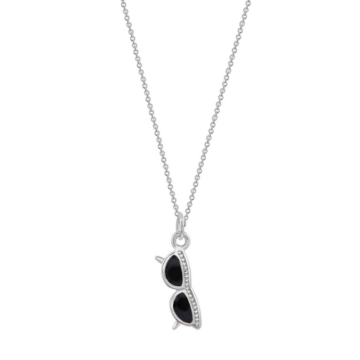 Lab Created Platinum Plated Sterling Silver Cubic Zirconia Sunglasses Charm Pendant Necklace