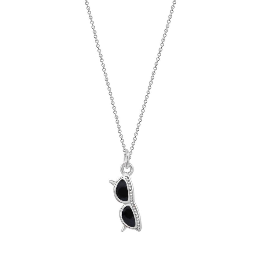 Lab Created Platinum Plated Sterling Silver Cubic Zirconia Sunglasses Charm Pendant Necklace