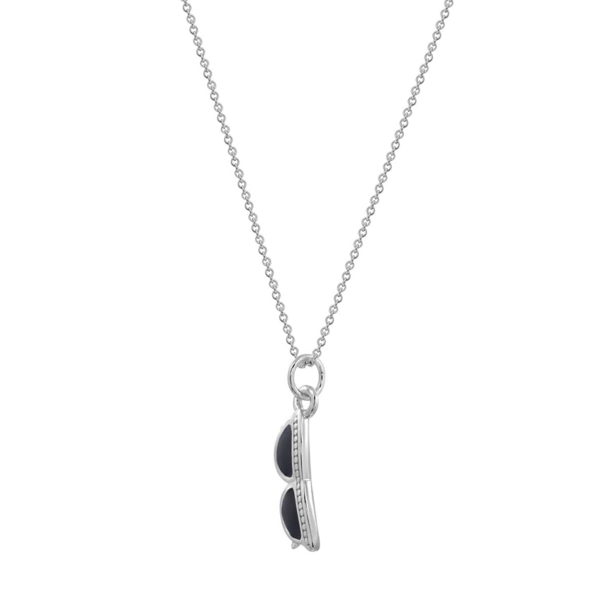 Lab Created Platinum Plated Sterling Silver Cubic Zirconia Sunglasses Charm Pendant Necklace