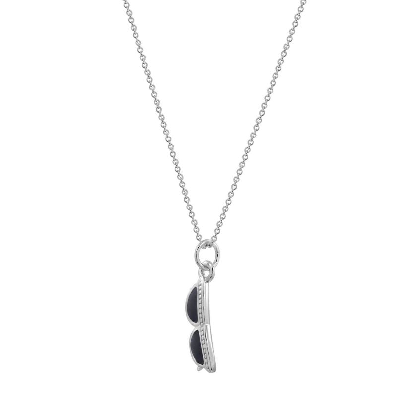 Lab Created Platinum Plated Sterling Silver Cubic Zirconia Sunglasses Charm Pendant Necklace