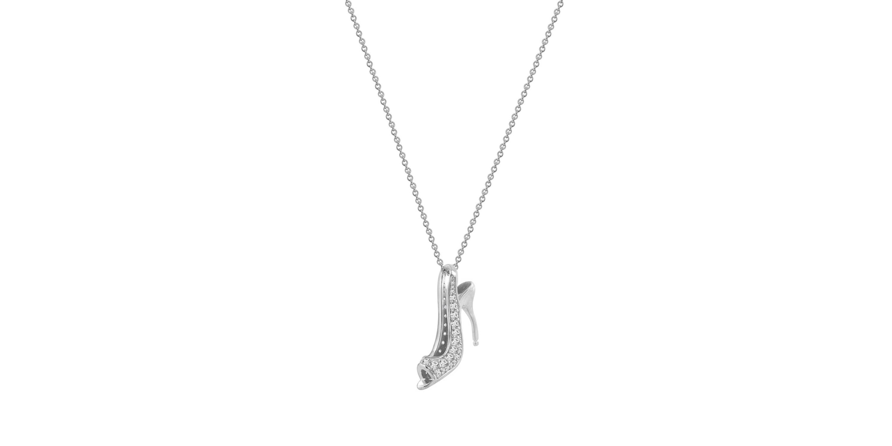 Lab Created Platinum Plated Sterling Silver Cubic Zirconia Peep Toe High Heel Pendant Necklace