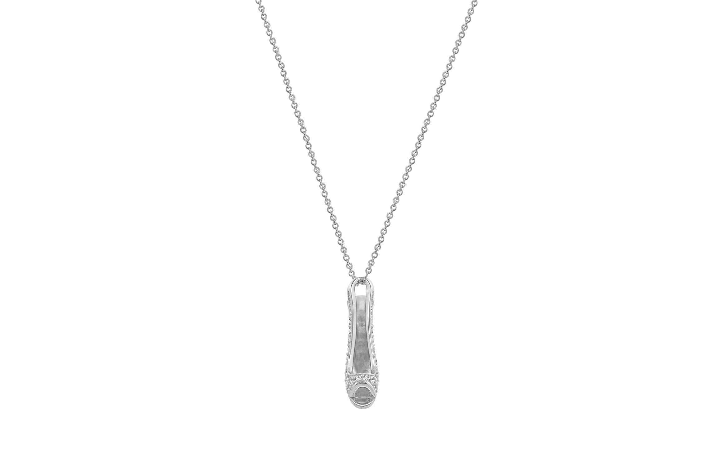 Lab Created Platinum Plated Sterling Silver Cubic Zirconia Peep Toe High Heel Pendant Necklace