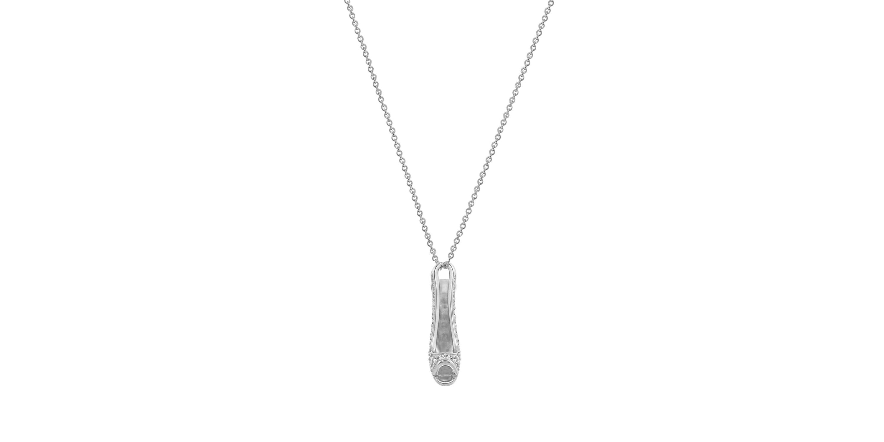 Lab Created Platinum Plated Sterling Silver Cubic Zirconia Peep Toe High Heel Pendant Necklace