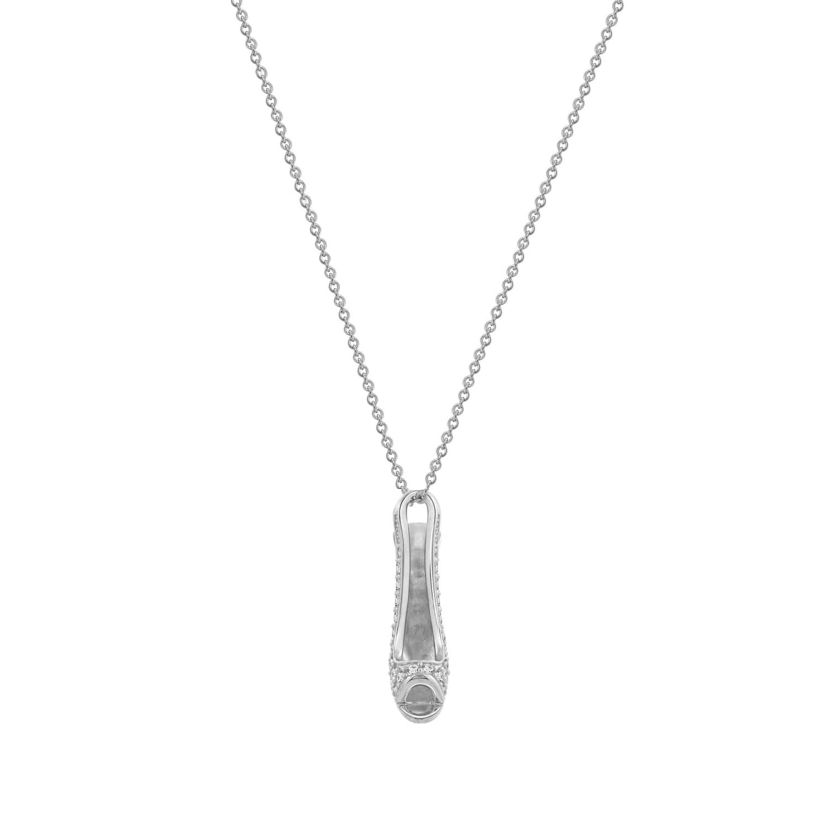 Lab Created Platinum Plated Sterling Silver Cubic Zirconia Peep Toe High Heel Pendant Necklace