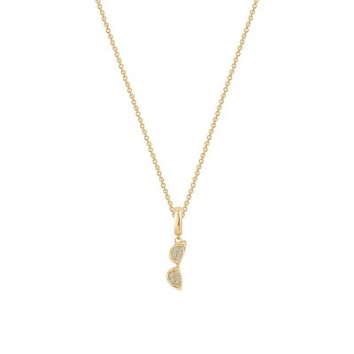 Marilyn Monroe Lab Created 14K Yellow Gold Plated Sterling Silver Cubic Zirconia Sunglasses Pendant Necklace