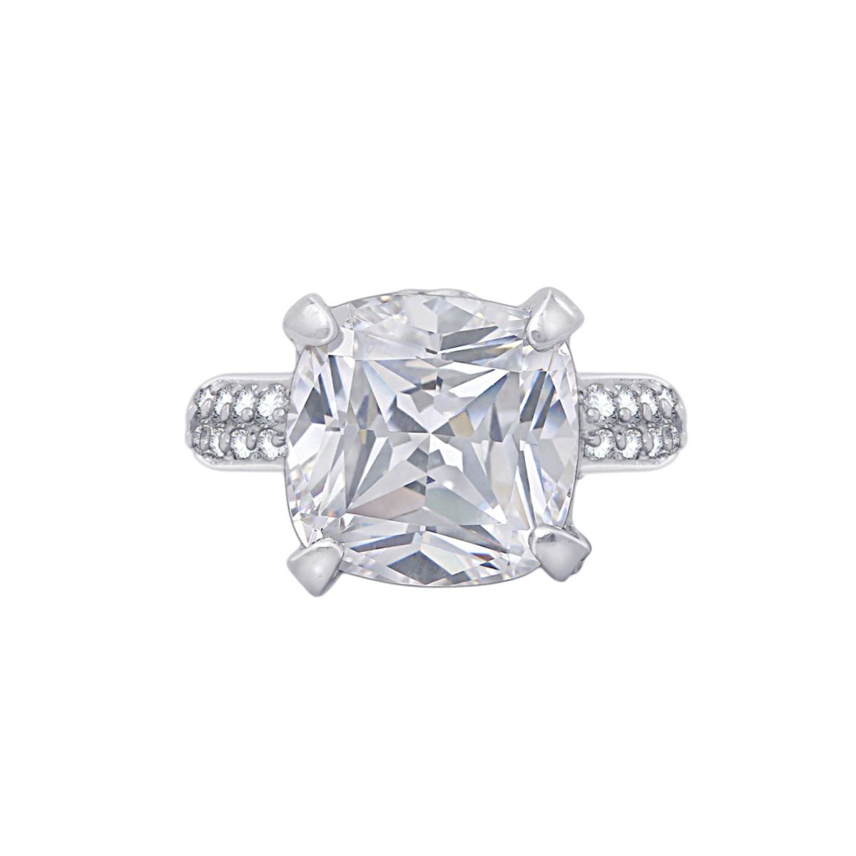 Lab Created Diamonbliss Platinum Plated Silver Cushion Cut Cubic Zirconia Cocktail Ring (8)
