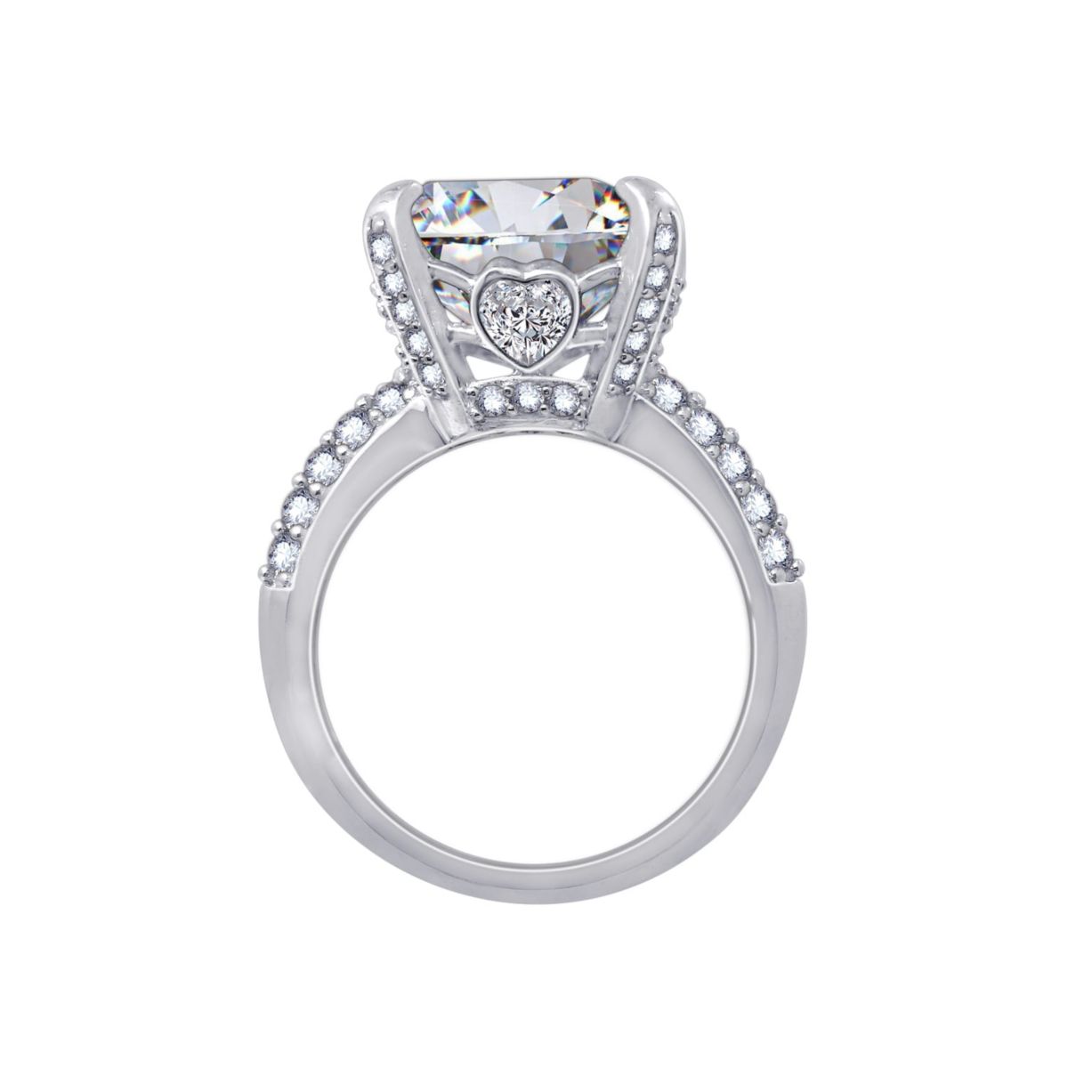 Lab Created Diamonbliss Platinum Plated Silver Cushion Cut Cubic Zirconia Cocktail Ring (8)