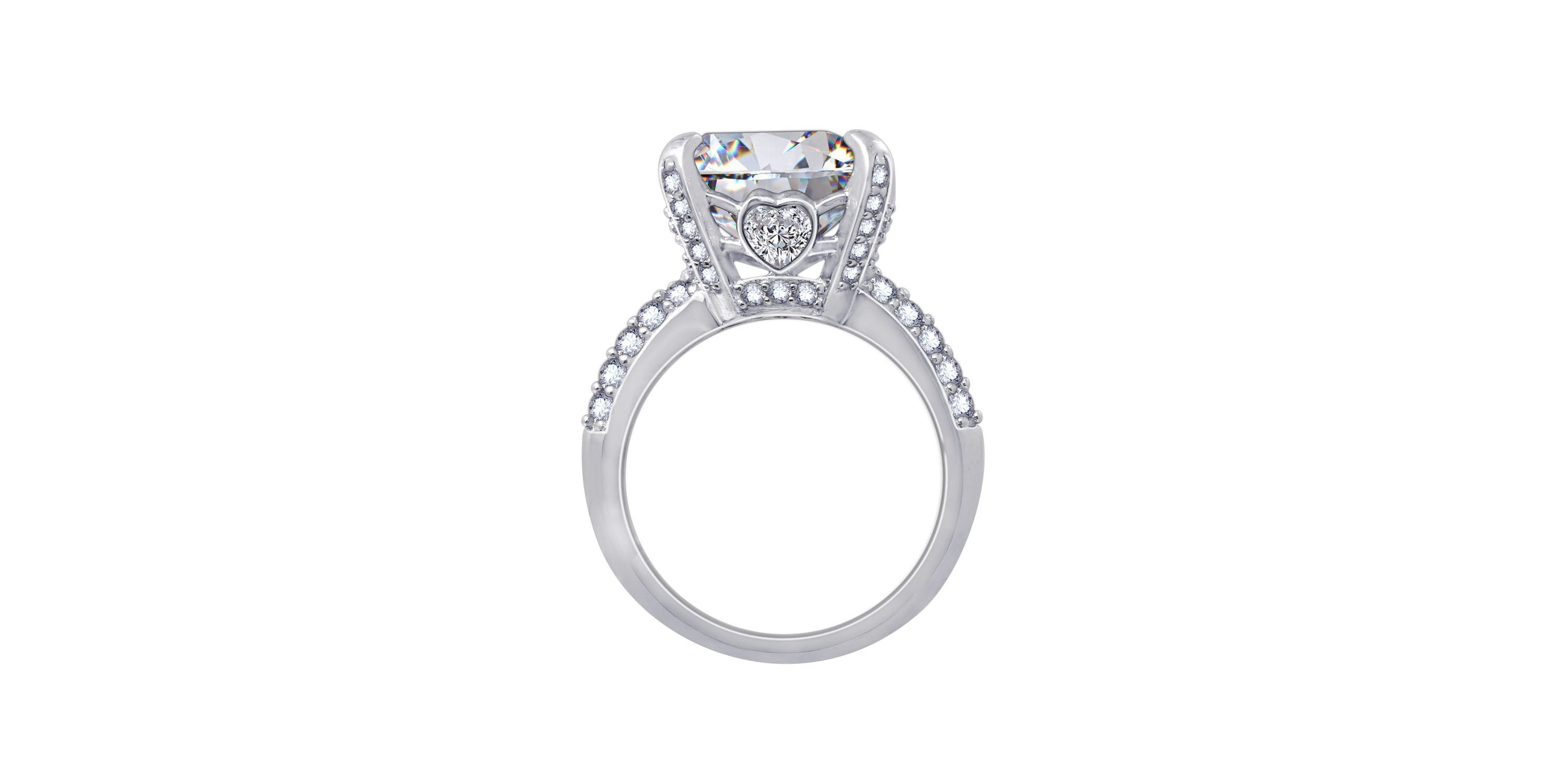 Lab Created Diamonbliss Platinum Plated Silver Cushion Cut Cubic Zirconia Cocktail Ring (8)