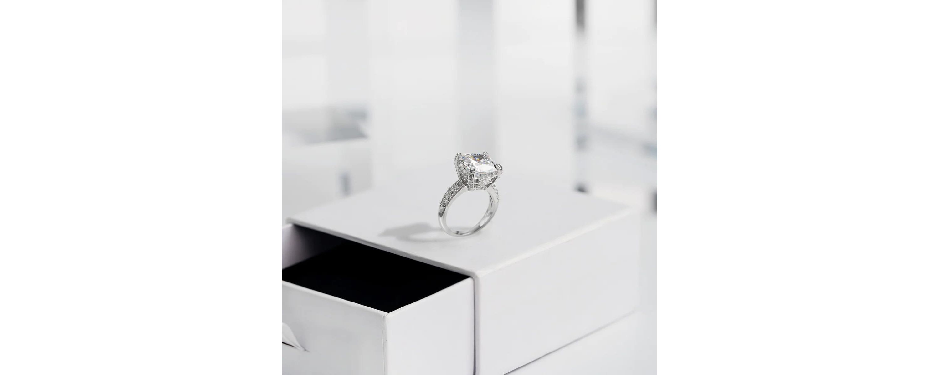 Lab Created Diamonbliss Platinum Plated Silver Cushion Cut Cubic Zirconia Cocktail Ring (8)