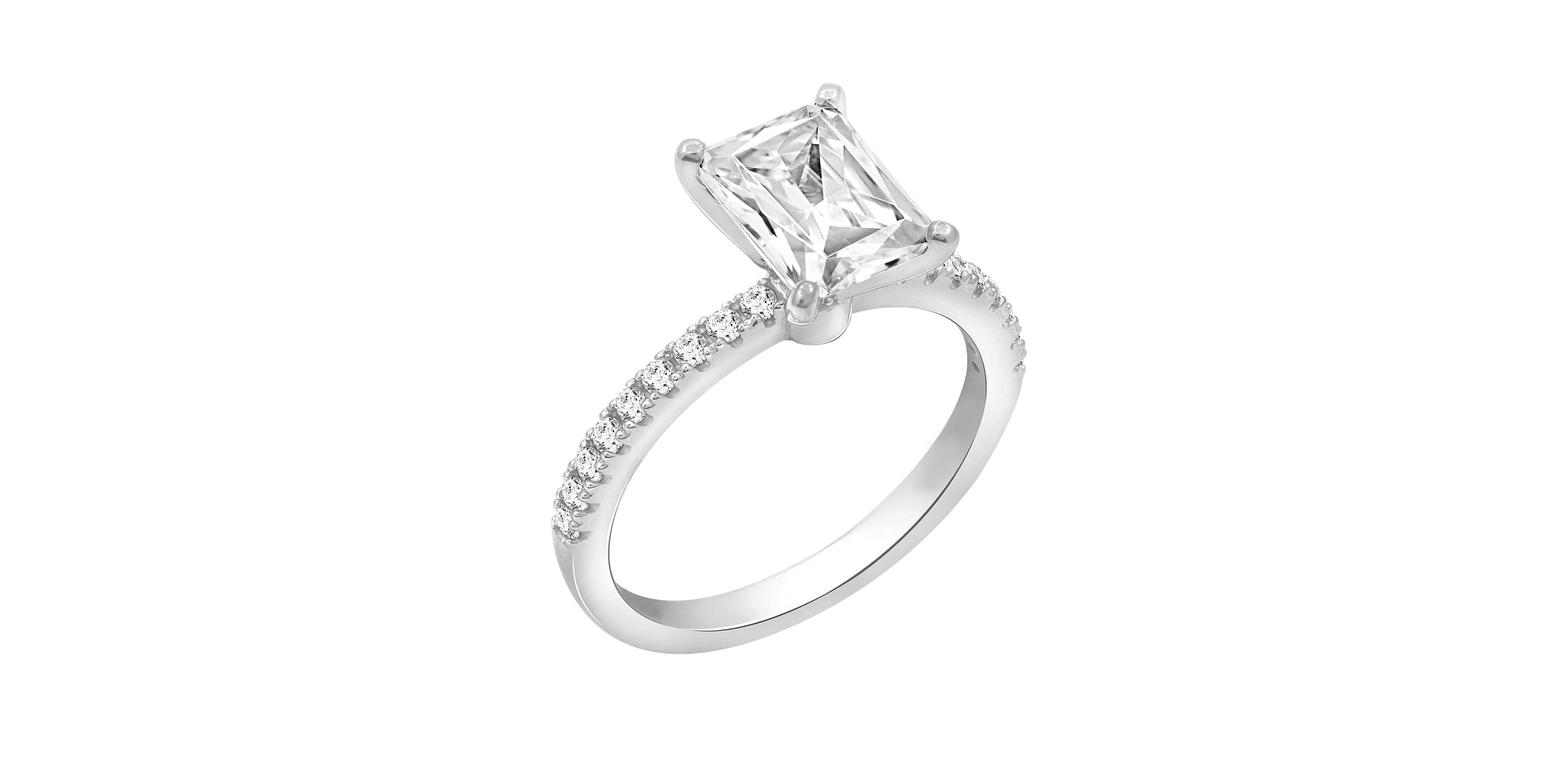 Lab Created Platinum Plated Silver 3 Carat Emerald Choice of Cut Bridal Ring (10)