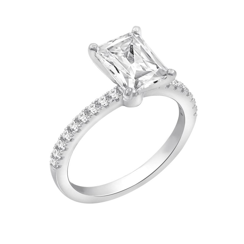 Lab Created Platinum Plated Silver 3 Carat Emerald Choice of Cut Bridal Ring (10)